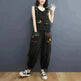 Women's Fashion Plus Size Age Reduction Print Suspender Jeans - EX-STOCK CANADA