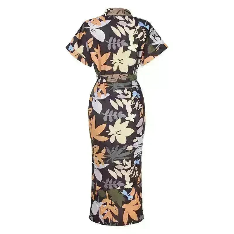 Women's Fashion Printed Temperament Loose Casual Lace-up Dress - EX-STOCK CANADA