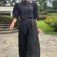 Women's Fashion Striped Printed Crew Neck Top Wide-leg Pants Two-piece Set - EX-STOCK CANADA
