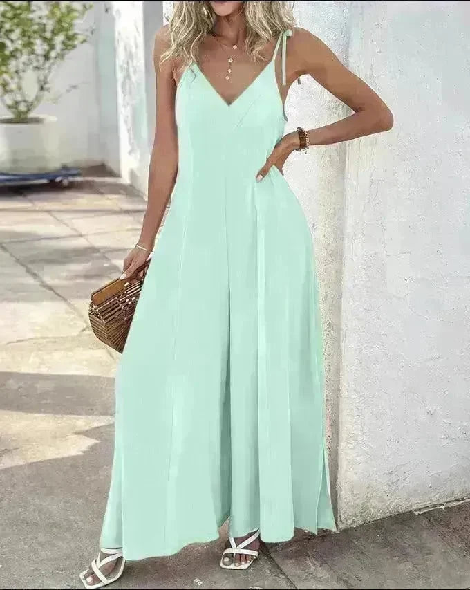 Women's Fashion Suspenders V-neck Loose Jumpsuit - EX-STOCK CANADA