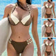 Women's Fashion Temperament Color Matching Triangle High Waist Bikini Swimsuit Two-piece - EX-STOCK CANADA