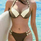 Women's Fashion Temperament Color Matching Triangle High Waist Bikini Swimsuit Two-piece - EX-STOCK CANADA