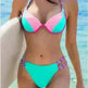 Women's Fashion Temperament Color Matching Triangle High Waist Bikini Swimsuit Two-piece - EX-STOCK CANADA