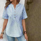 Women's Fashion V-neck Asymmetric Stripes Patchwork Top - EX-STOCK CANADA