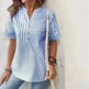 Women's Fashion V-neck Asymmetric Stripes Patchwork Top - EX-STOCK CANADA