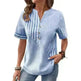 Women's Fashion V-neck Asymmetric Stripes Patchwork Top - EX-STOCK CANADA