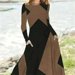 Women's Fashion Vintage Style Long Sleeve Maxi Dress - EX-STOCK CANADA