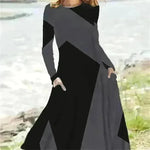 Women's Fashion Vintage Style Long Sleeve Maxi Dress - EX-STOCK CANADA