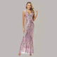 Women's Fashionable Sequin High Waist Sleeveless V-Neck Evening Gown - EX-STOCK CANADA