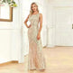 Women's Fashionable Sleeveless Round Neck Sparkling Evening Gown - EX-STOCK CANADA