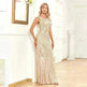 Women's Fashionable Sleeveless Round Neck Sparkling Evening Gown - EX-STOCK CANADA