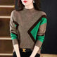 Women's Half Turtleneck Loose-fitting Versatile Sweater Color Matching Knitted Bottoming Shirt - EX-STOCK CANADA