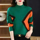 Women's Half Turtleneck Loose-fitting Versatile Sweater Color Matching Knitted Bottoming Shirt - EX-STOCK CANADA