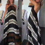 Women's Halterneck Printed Expansion Skirt For Vacation Beach Dress - EX-STOCK CANADA