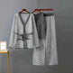 Women's Inverness V-neck Base Knitwear Wide-leg Trousers Three-piece Set - EX-STOCK CANADA