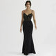 Women's Lace Jacquard Stitching Sheath Dress with V-Neck, Bare Chest and Suspenders Design - EX-STOCK CANADA