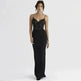 Women's Lace Jacquard Stitching Sheath Dress with V-Neck, Bare Chest and Suspenders Design - EX-STOCK CANADA