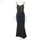 Women's Lace Jacquard Stitching Sheath Dress with V-Neck, Bare Chest and Suspenders Design - EX-STOCK CANADA