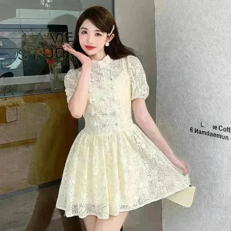Women's Lace Ruffle Short Dress - EX-STOCK CANADA