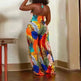 Women's Leaf Printed V-neck Jumpsuit - EX-STOCK CANADA