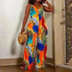 Women's Leaf Printed V-neck Jumpsuit - EX-STOCK CANADA