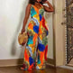 Women's Leaf Printed V-neck Jumpsuit - EX-STOCK CANADA