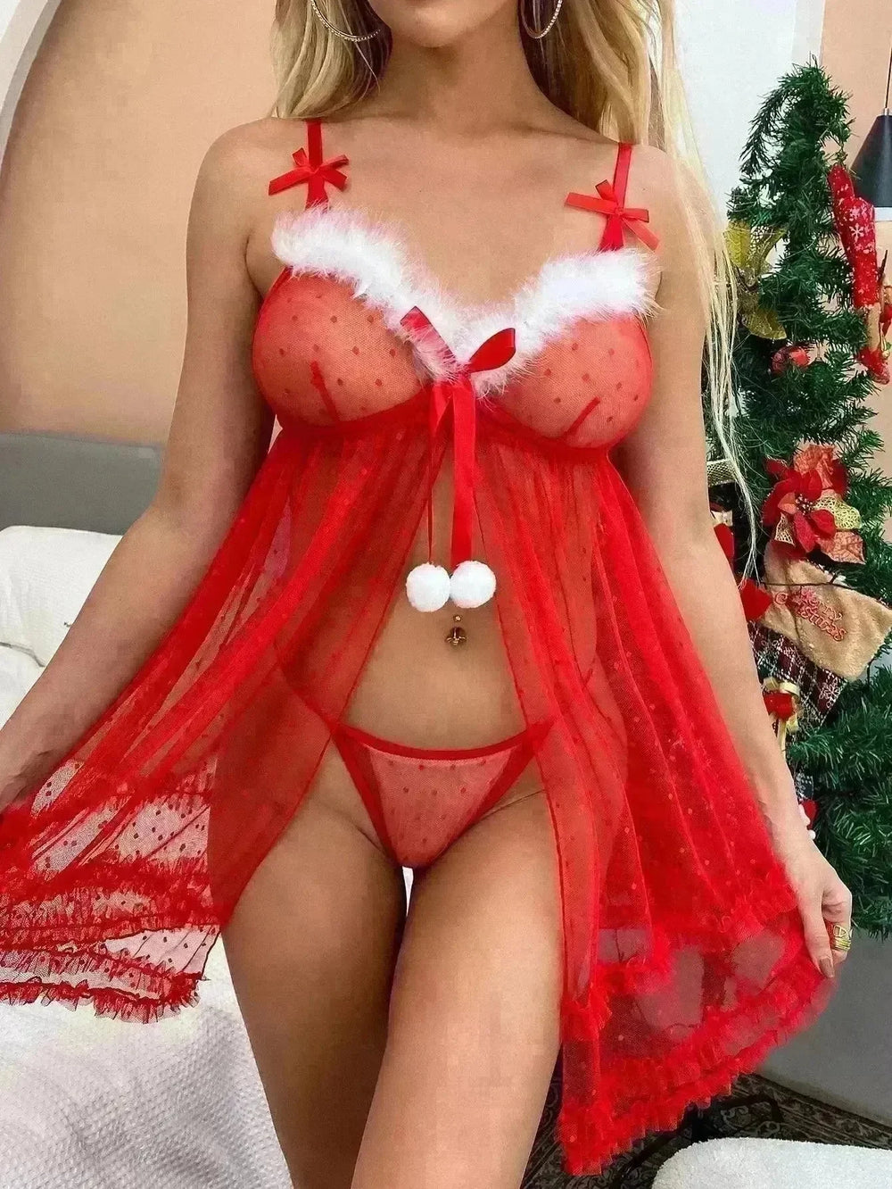 Women's Lingerie Set Christmas Lingerie Lace Lingerie Charm Backless Underwear - EX-STOCK CANADA