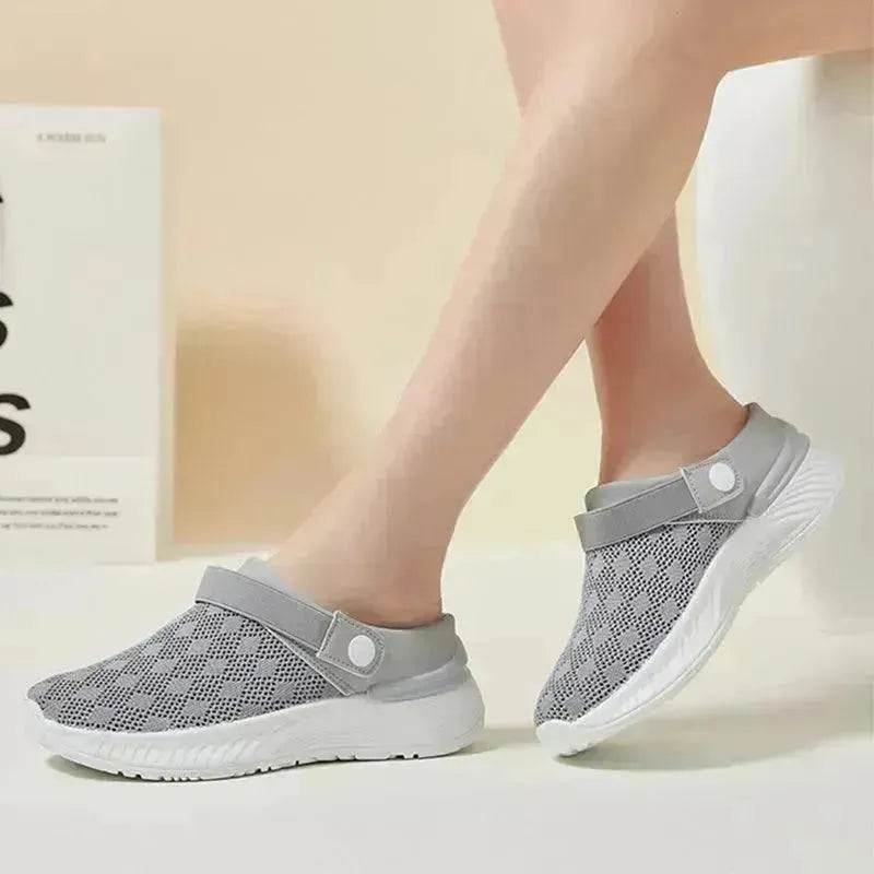 Women's Mesh Sandals Summer Breathable Lazy Slippers One-step Round Toe Half-slip Beach Slippers . - EX-STOCK Canada