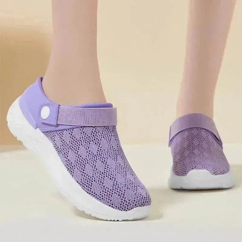 Women's Mesh Sandals Summer Breathable Lazy Slippers One-step Round Toe Half-slip Beach Slippers . - EX-STOCK Canada