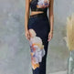 Women's One-shoulder Printed Voile Lace Slim Fit Two piece Dress - EX-STOCK CANADA