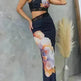 Women's One-shoulder Printed Voile Lace Slim Fit Two piece Dress - EX-STOCK CANADA