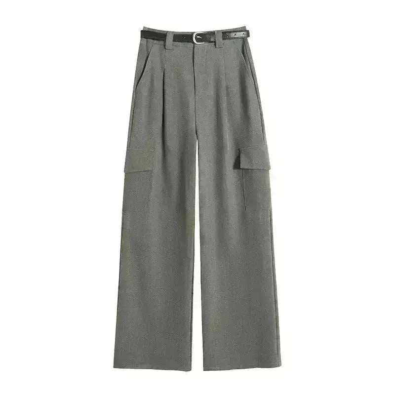 Women's Overalls High Waist Trousers Straight Casual Wide Leg Pants - EX-STOCK CANADA