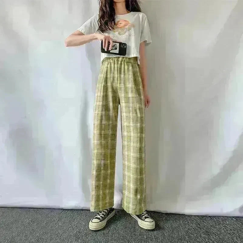 Women's Plaid Wide Leg Casual Pants - EX-STOCK CANADA