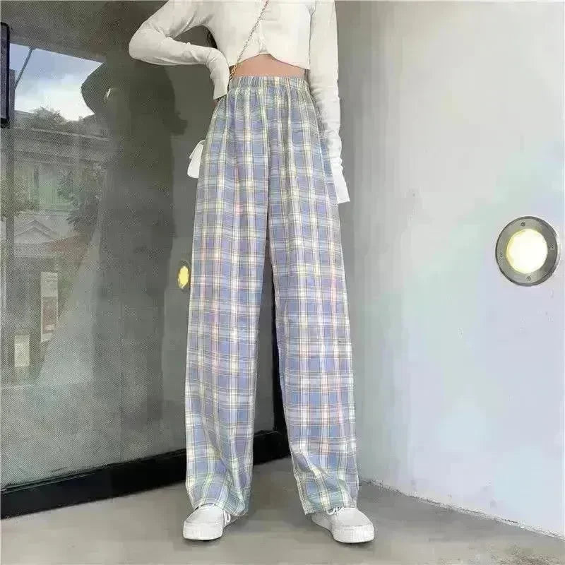 Women's Plaid Wide Leg Casual Pants - EX-STOCK CANADA