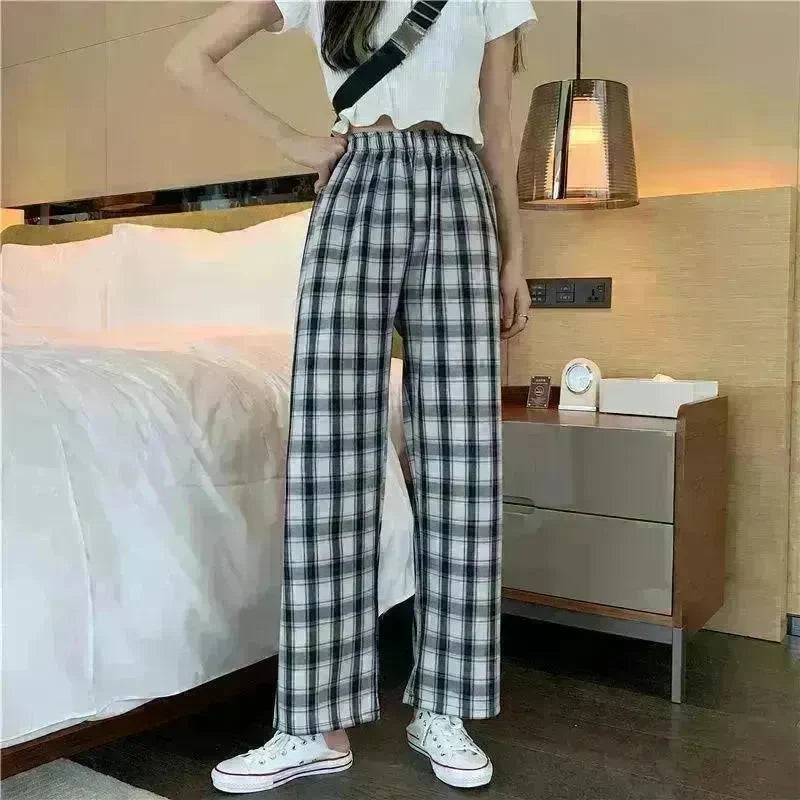 Women's Plaid Wide Leg Casual Pants - EX-STOCK CANADA