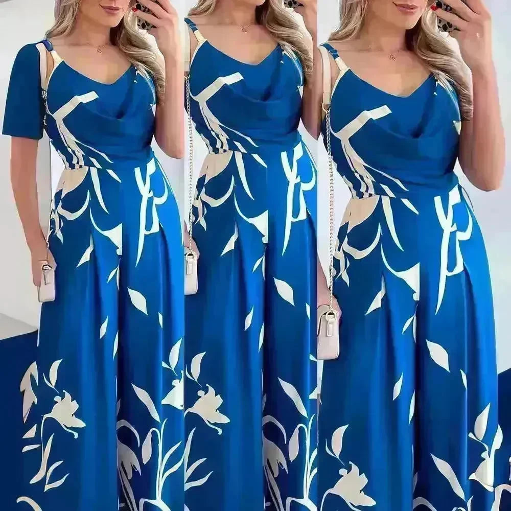 Women's Printed Suspender Waist Wide-leg Jumpsuit - EX-STOCK CANADA