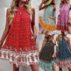 Women's Printed Wear Bohemian Casual Vacation Beach Style Independent Station Skirt - EX-STOCK CANADA