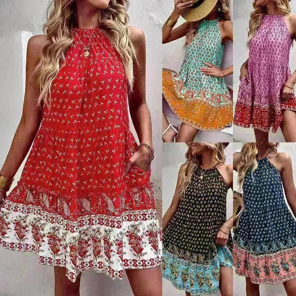 Women's Printed Wear Bohemian Casual Vacation Beach Style Independent Station Skirt - EX-STOCK CANADA