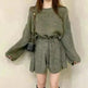 Women's Retro Round Neck Tie Up Wide Leg Jumpsuit - EX-STOCK CANADA