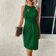 Women's Round Neck Slim-fit Hollow-out Design Sleeveless Sheath Summer Midi Dress for Evening Party Cocktail Party - EX-STOCK CANADA