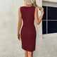 Women's Round Neck Slim-fit Hollow-out Design Sleeveless Sheath Summer Midi Dress for Evening Party Cocktail Party - EX-STOCK CANADA