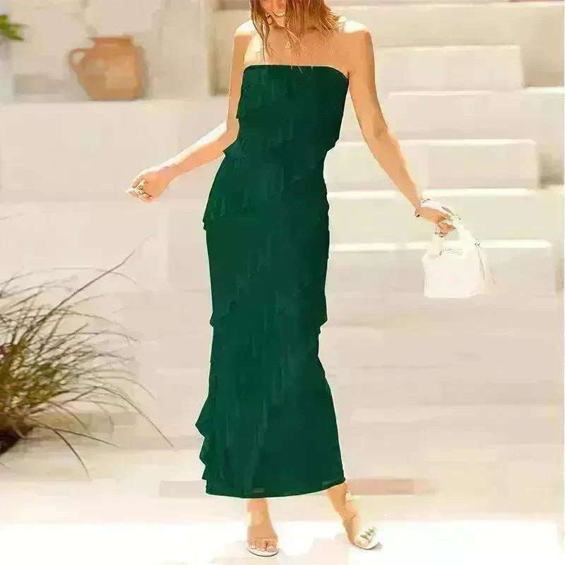 Women's Ruffled Tube Top Skirt - EX-STOCK CANADA