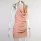 Women's Satin V Neck Backless No Sleeveless Summer Party Dress - EX-STOCK CANADA