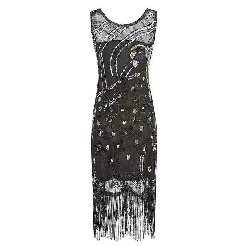 Women's Sequined Mesh Sleeveless Peacock Dress - EX-STOCK Canada