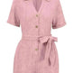 Women's Short-sleeved Shorts Jumpsuit Lace-up Turn-down Collar Solid Color Clothing Summer - EX-STOCK CANADA