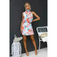 Women's Slant Shoulder Lace-up Printed Casual Loose Summer Vacation Mini Dress - EX-STOCK CANADA