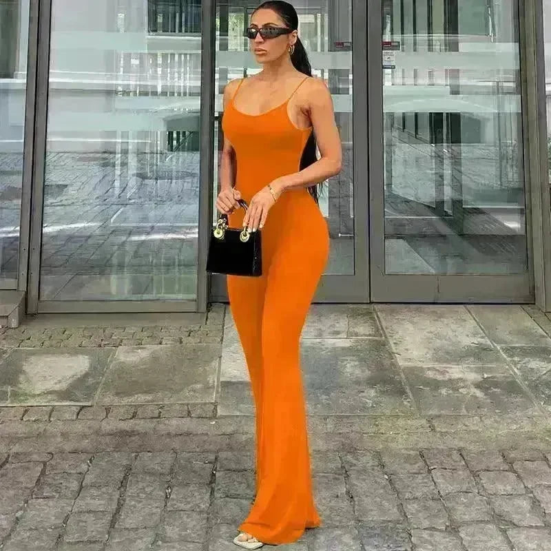 Women's Slim-fit Solid Color Suspender Jumpsuit - EX-STOCK CANADA