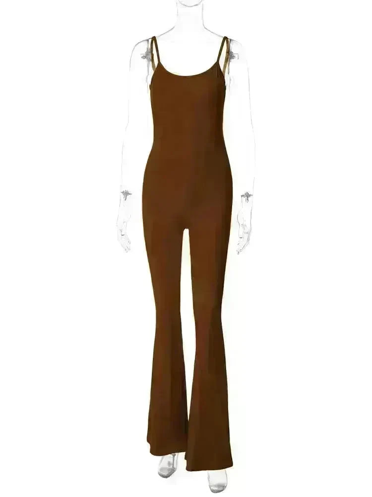 Women's Slim-fit Solid Color Suspender Jumpsuit - EX-STOCK CANADA