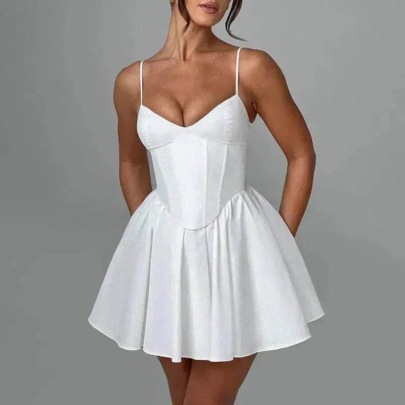 Women's Sling A- Line Sleeveless Charming Mini Dress Clinched Waist Slim-fit flared dress - EX-STOCK Canada