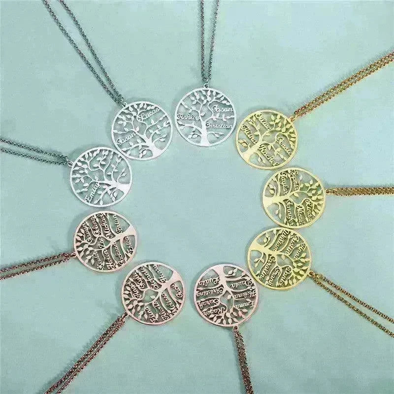 Women's Sliver Tree Of Life Stainless Steel Customized Necklace - EX-STOCK CANADA
